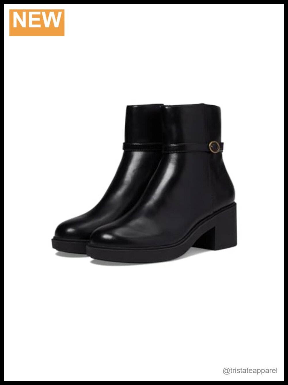 Anne Klein Fenix Faux Leather Ankle Bootie Block Heel Zip Dress Boots Women